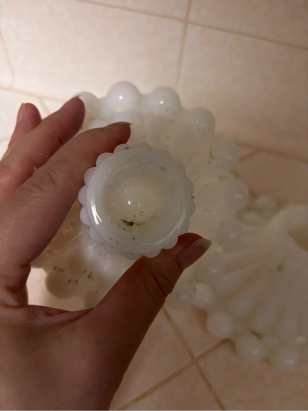 White Milk Glass Candleholders Pair